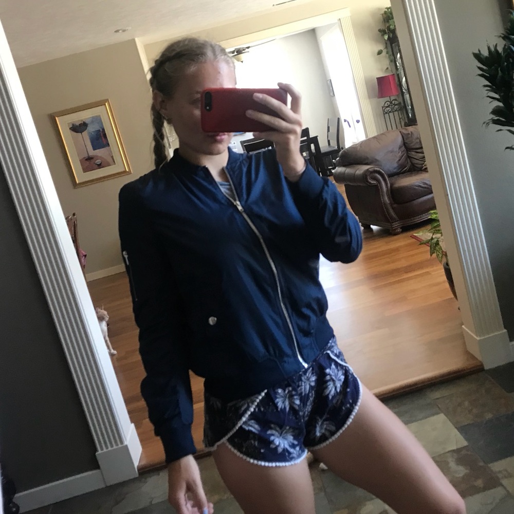 Navy Blue Bomber Jacket